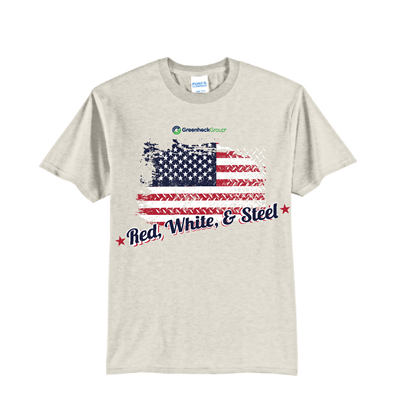 Red, White & Steel Tee - Oatmeal Heather
