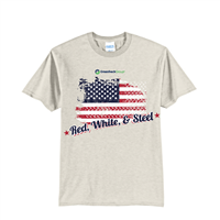 Red, White & Steel Tee - Oatmeal Heather