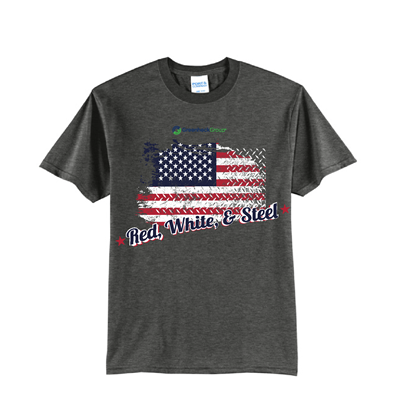 Red, White & Steel Tee - Black Heather